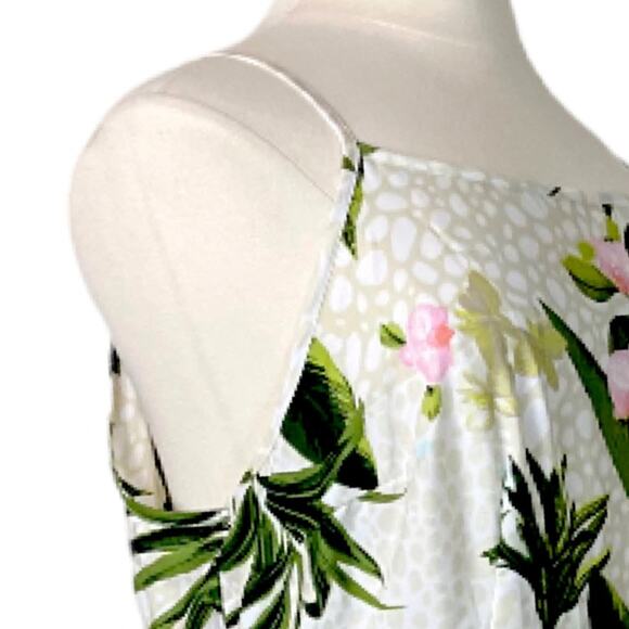 Mlle Gabrielle Maxi Dress Pleated Green Pink Tropical Print New Women’s Size 2X - Picture 9 of 16